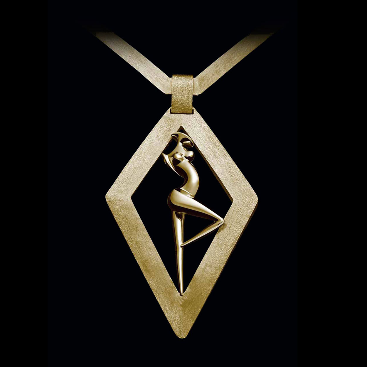 La Danseuse, Jewel Losange 18 - carat gold signed by the artist Marion Bürklé